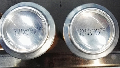 metal can CIJ date coding on curved surfaces